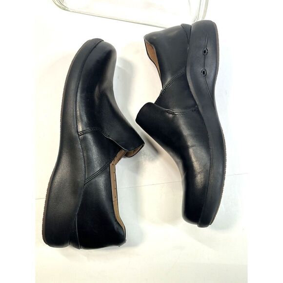 Clarks Unstructured Black Leather Shoes with Merrell Insoles Slip On Comfort 9M - Picture 8 of 15